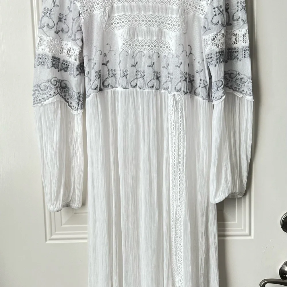 Free People Sweet Sunny Days Lace Midi Tunic Dress L - Picture 9 of 15